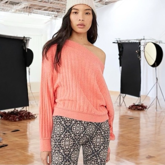 FREE PEOPLE Cabin Fever Convertible Neck Pullover In Coral...